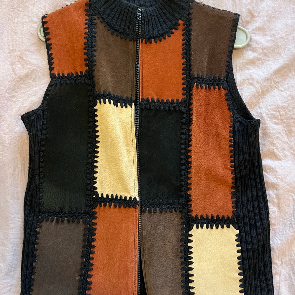 Vintage leather Patchwork Vest